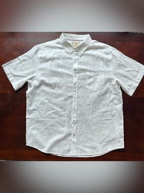 Weatherproof Vintage Men's White Short Sleeve Button-Down Shirt XXL.linen